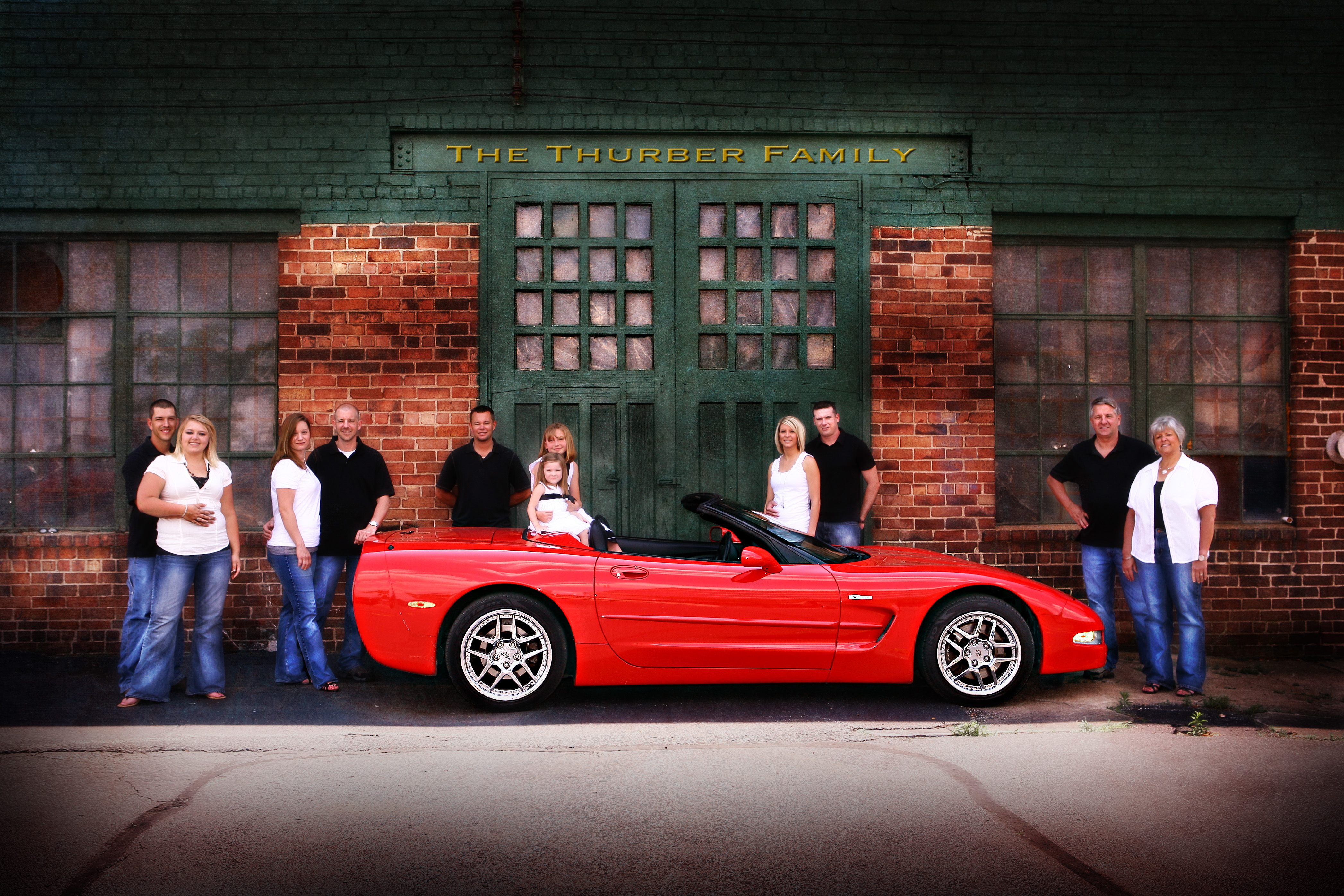 this was such a fun family shoot and of course because i'm a car guy, loved including the Corvette in some of the shots. it was actually a surprise having it there and it wasn't until they pulled up in it and I asked, "do you want some shots with the car" that we set up this shot as well as some other really fun poses. thanks Thurber family for such a great shoot. it was super hot that day but you all did great!